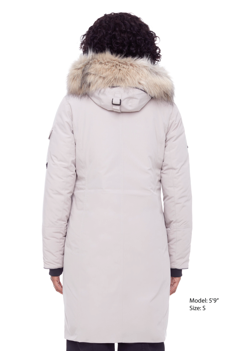 LAURENTIAN - Vegan Down Long Parka Winter with Faux Fur Hood, Alternate, color, TAUPE
