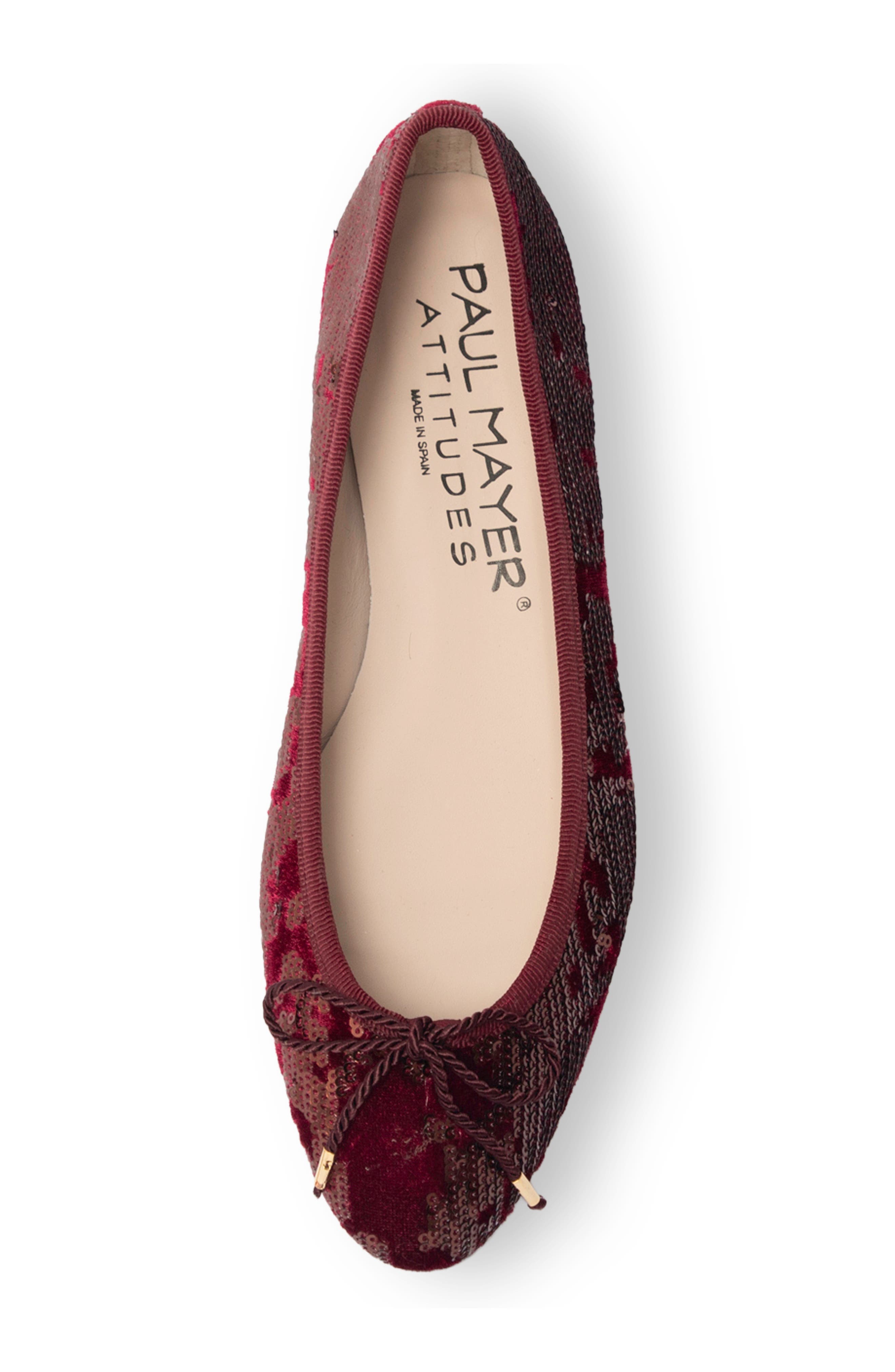 Sequin Embellished Ballet Flat, Alternate, color, BORDEAUX SEQUIN AND VELVET