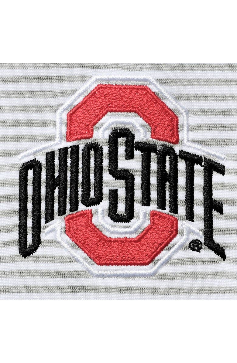 vineyard vines Women's Vineyard Vines White/Heathered Gray Ohio State Buckeyes Striped Shep Shirt Half-Zip Pullover Jacket, Alternate, color,