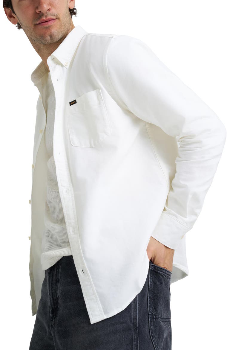 Cotton Long Sleeve Button Down Shirt, Alternate, color, BRIGHT WHITE