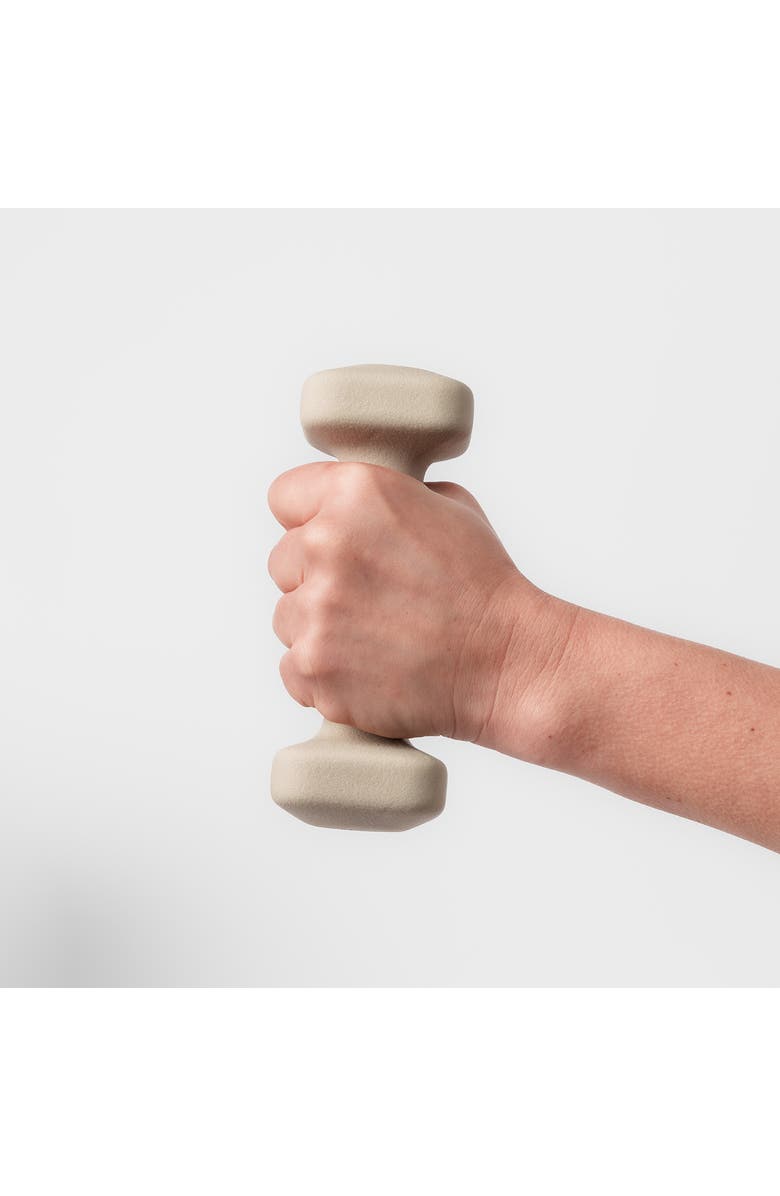 WeGym SafeGrip Dumbbells Full Set with Dark Rack, Alternate, color, Sandstone