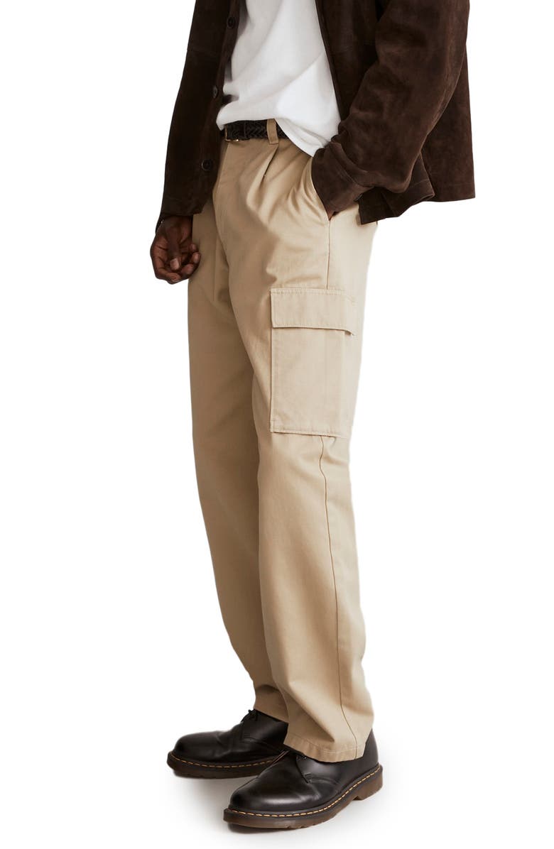 Madewell Pleated Cotton Cargo Pants, Alternate, color, Ash Green