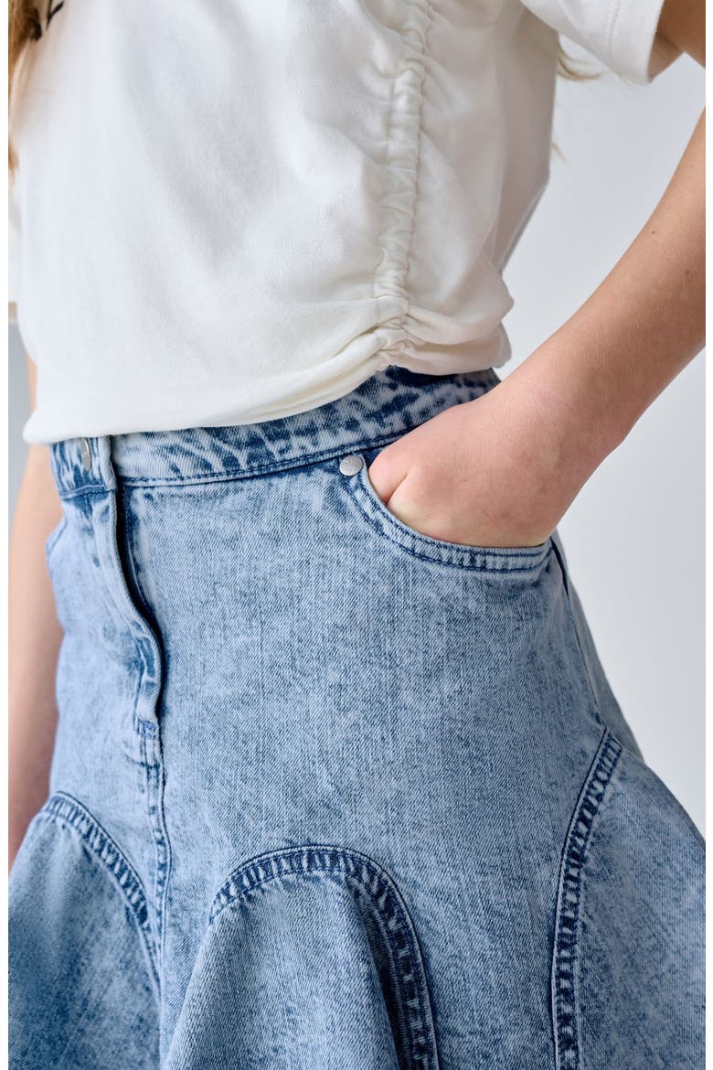 Kids' Denim Godet Skirt, Alternate, color, BLUE