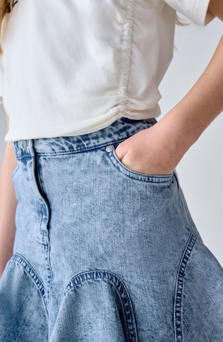 smALLSAINTS by ALLSAINTS Kids' Denim Godet Skirt, Alternate, color, Blue