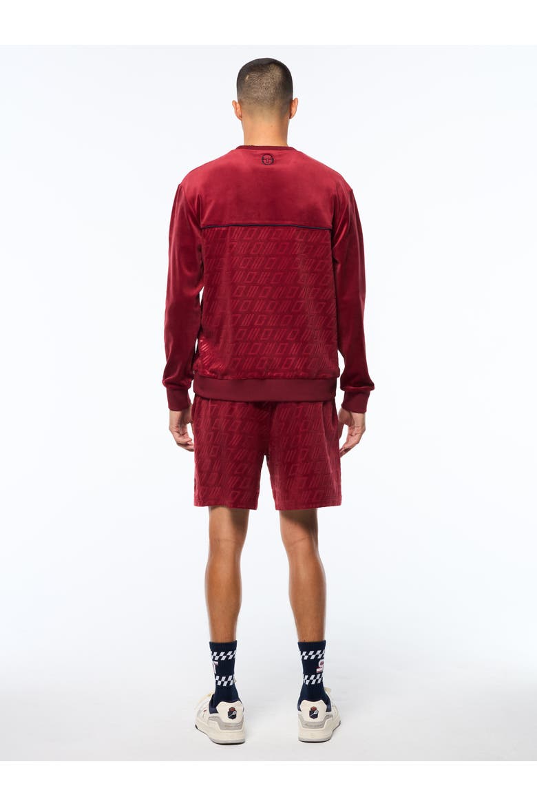 Bandiera Debossed Velour Crewneck, Alternate, color, RHUBARB