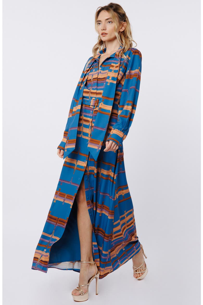 Jameela Belted Long Sleeve Maxi Shirt Dress, Alternate, color, BLUE