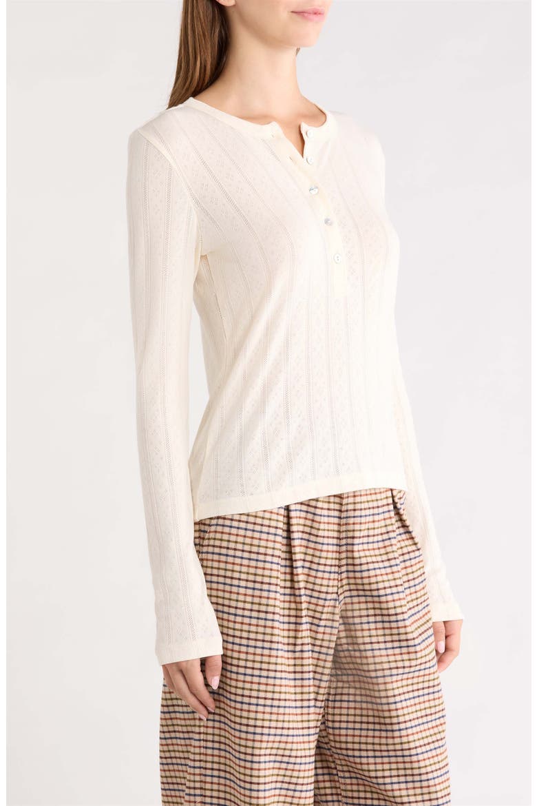 Pointelle Long Sleeve Henley, Alternate, color, ANTIQUE WHITE