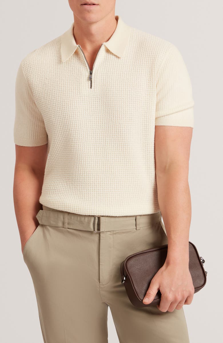 Ted Baker Jaylon Quarter Zip Sweater, Main, color, Ecru