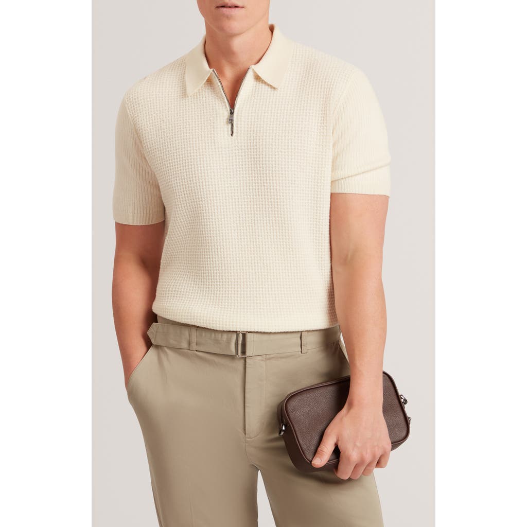 Ted Baker Jaylon Quarter Zip Sweater In Nude