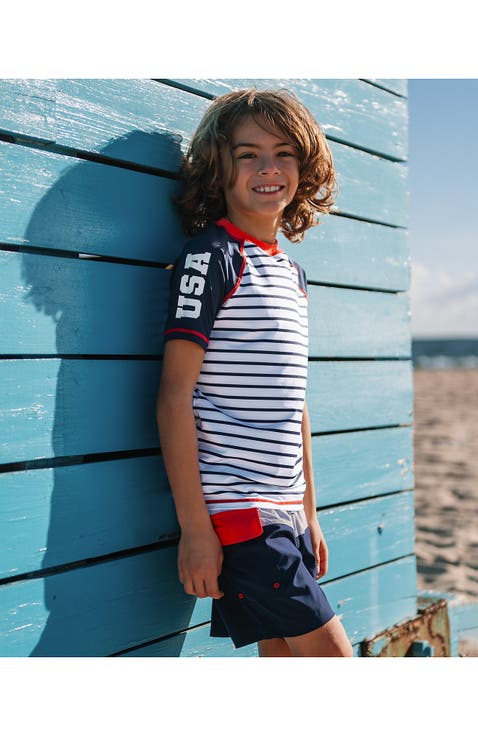 Boys Short Sleeve UPF 50 Sun Protection Rash Guard