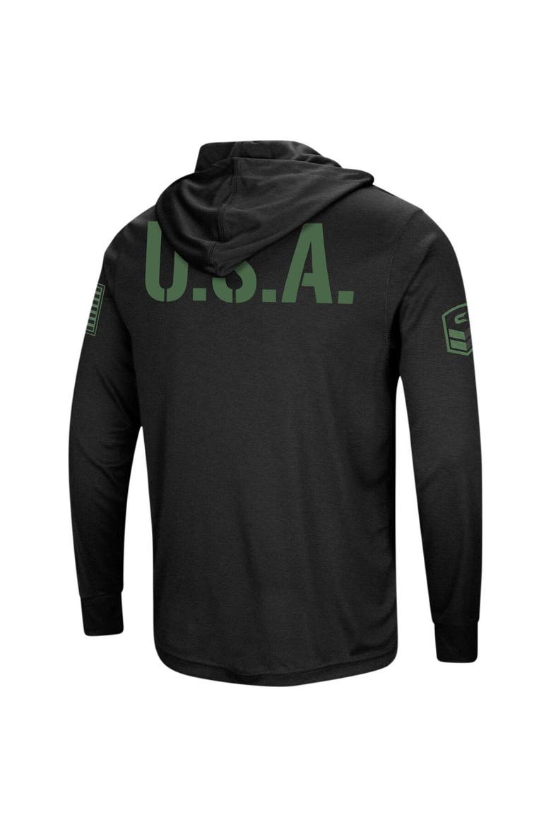 Men's Colosseum Black Michigan State Spartans Big & Tall OHT Military Appreciation Tango Long Sleeve Hoodie T-Shirt, Alternate, color, Black