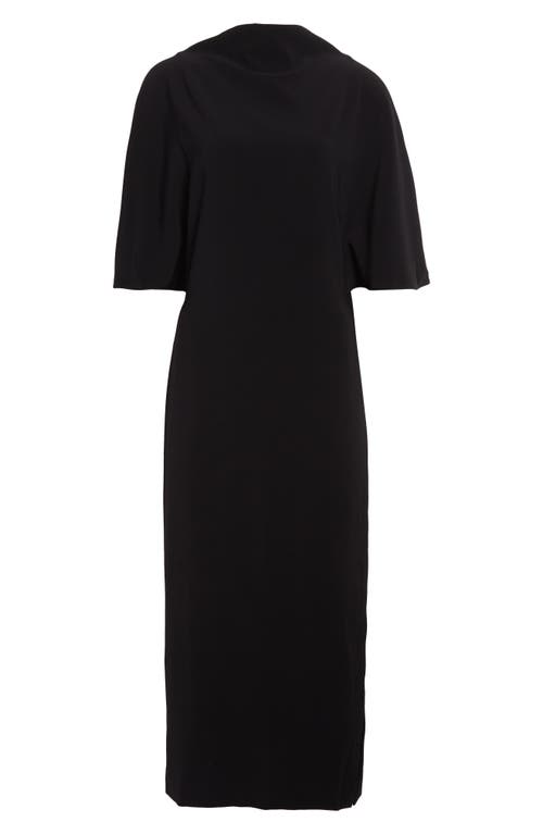 Reiss Black Draped-front High-neck Midi Dress In Black