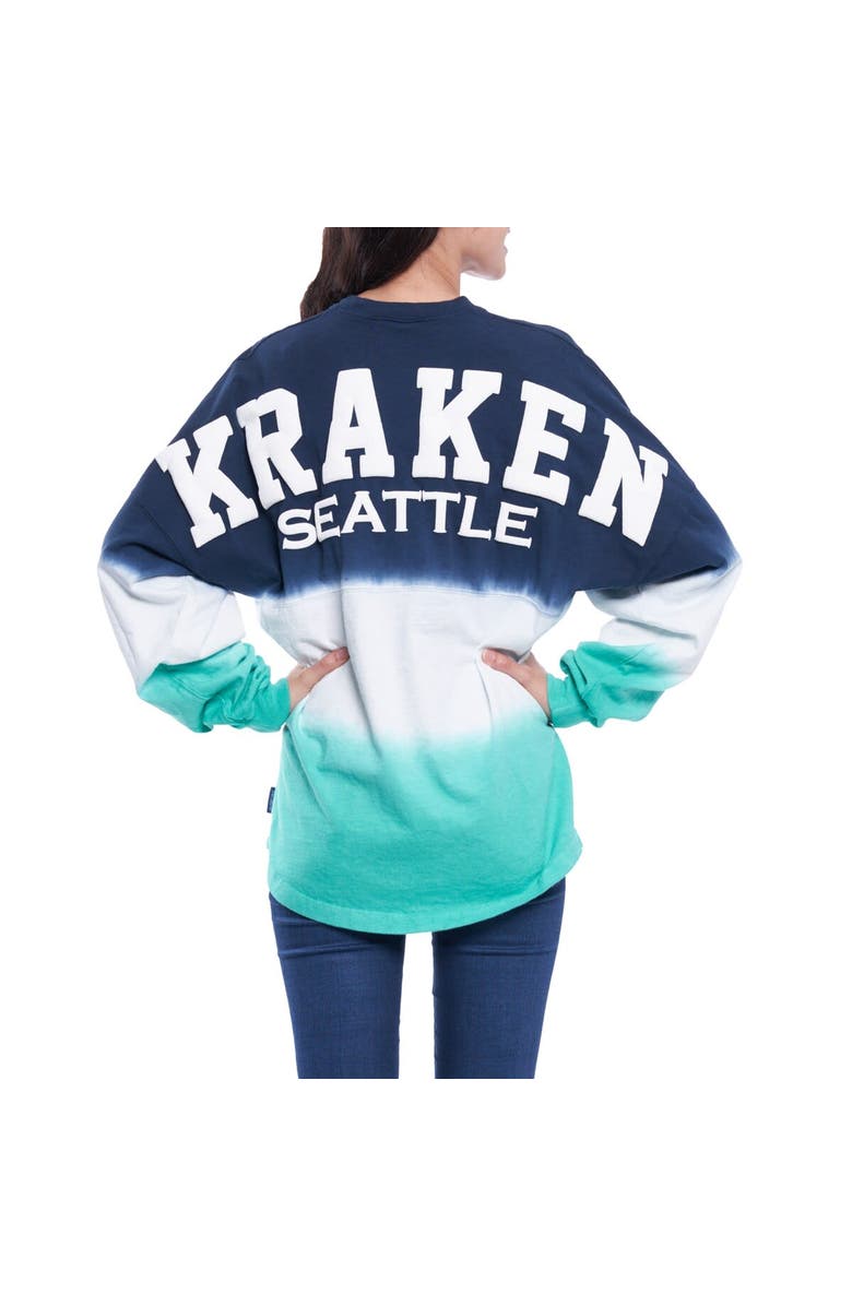 FANATICS Women's Fanatics Branded Navy/Teal Seattle Kraken Ombre Spirit Long Sleeve T-Shirt, Alternate, color, 