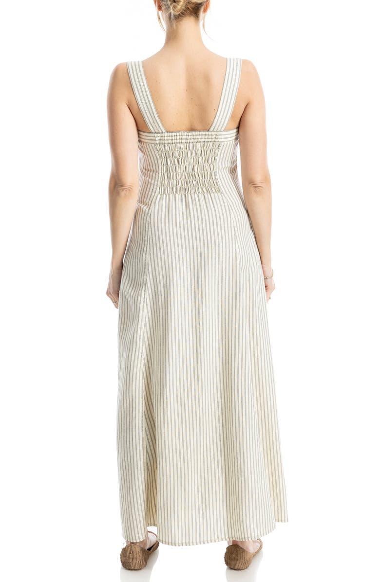 MAX STUDIO Stripe Wide Strap Button Front Maxi Dress, Alternate, color, Ivory/ Black