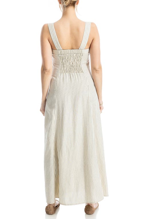 Max Studio Stripe Wide Strap Button Front Maxi Dress In Multi