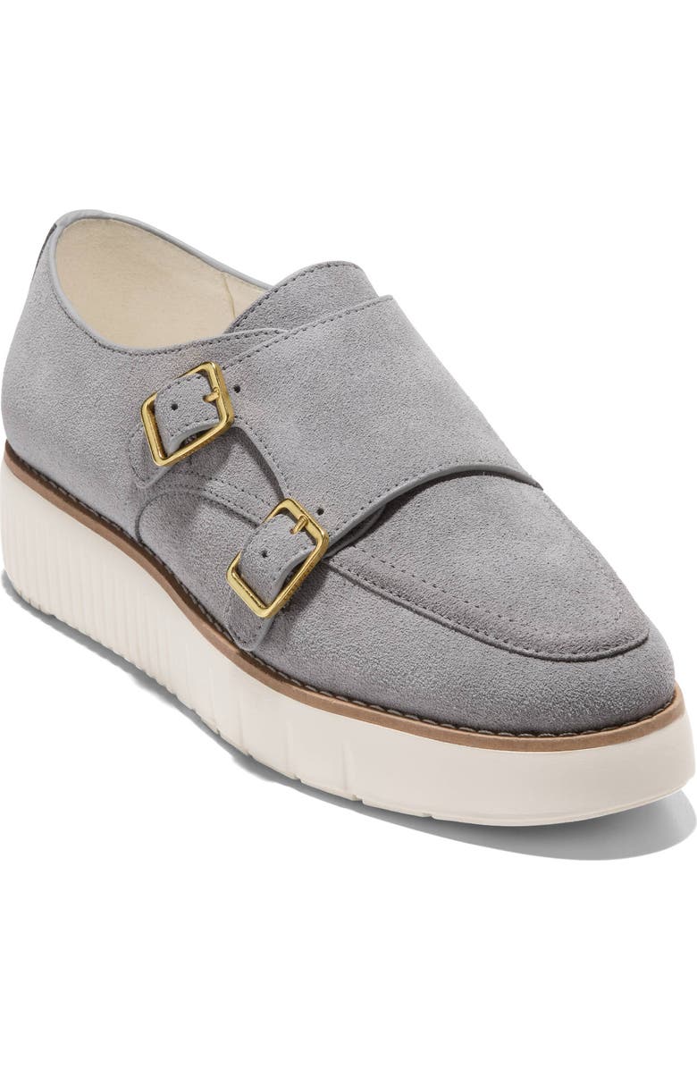 Cole Haan Grand City Platform Monk Sneaker, Main, color, Frost Gray Suede/ Ivory
