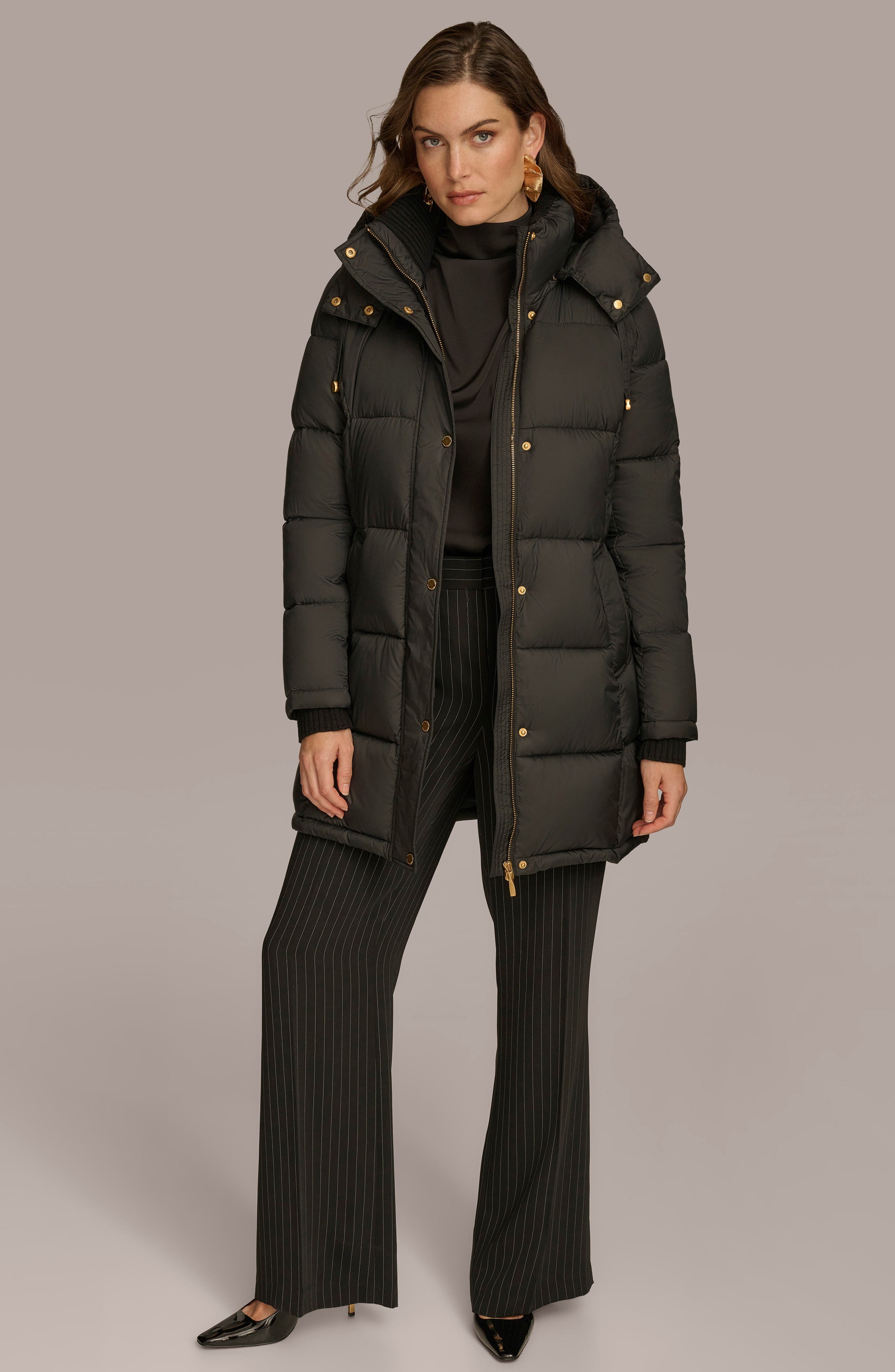 navy donna karan puffer jacket