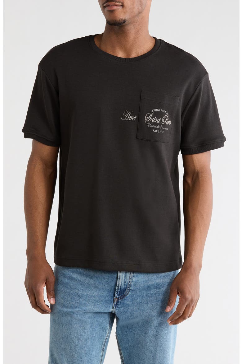 Relaxed Fit Saint Paris Graphic Pocket T-Shirt, Main, color, BLACK