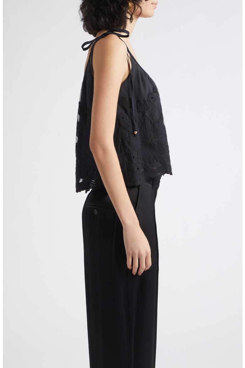 Elsie Tie Strap Tank, Alternate, color, BLACK EMBROIDERY