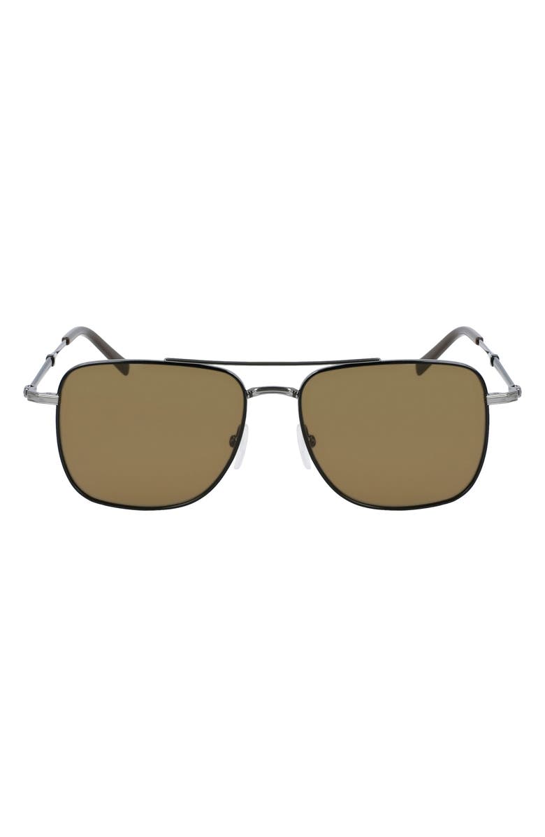 FERRAGAMO 56mm Rectangle Sunglasses, Main, color, 