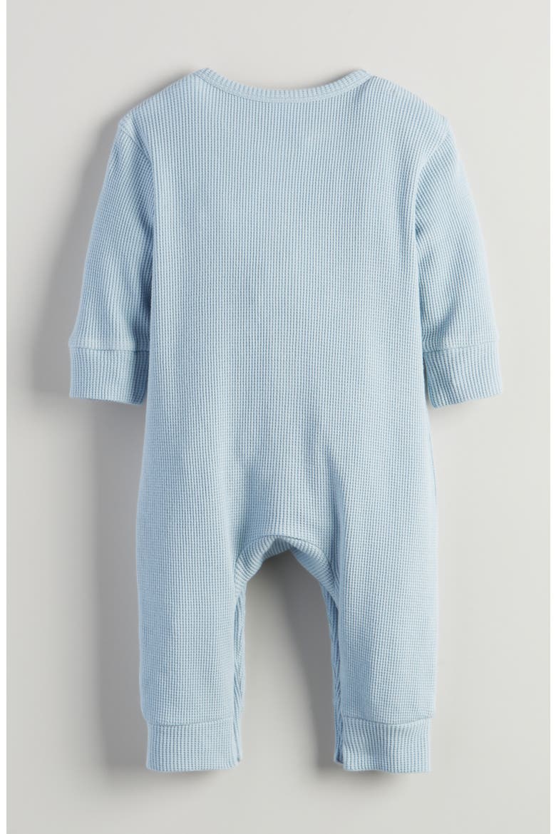 Waffle Knit Cotton Romper, Alternate, color, BLUE FOG