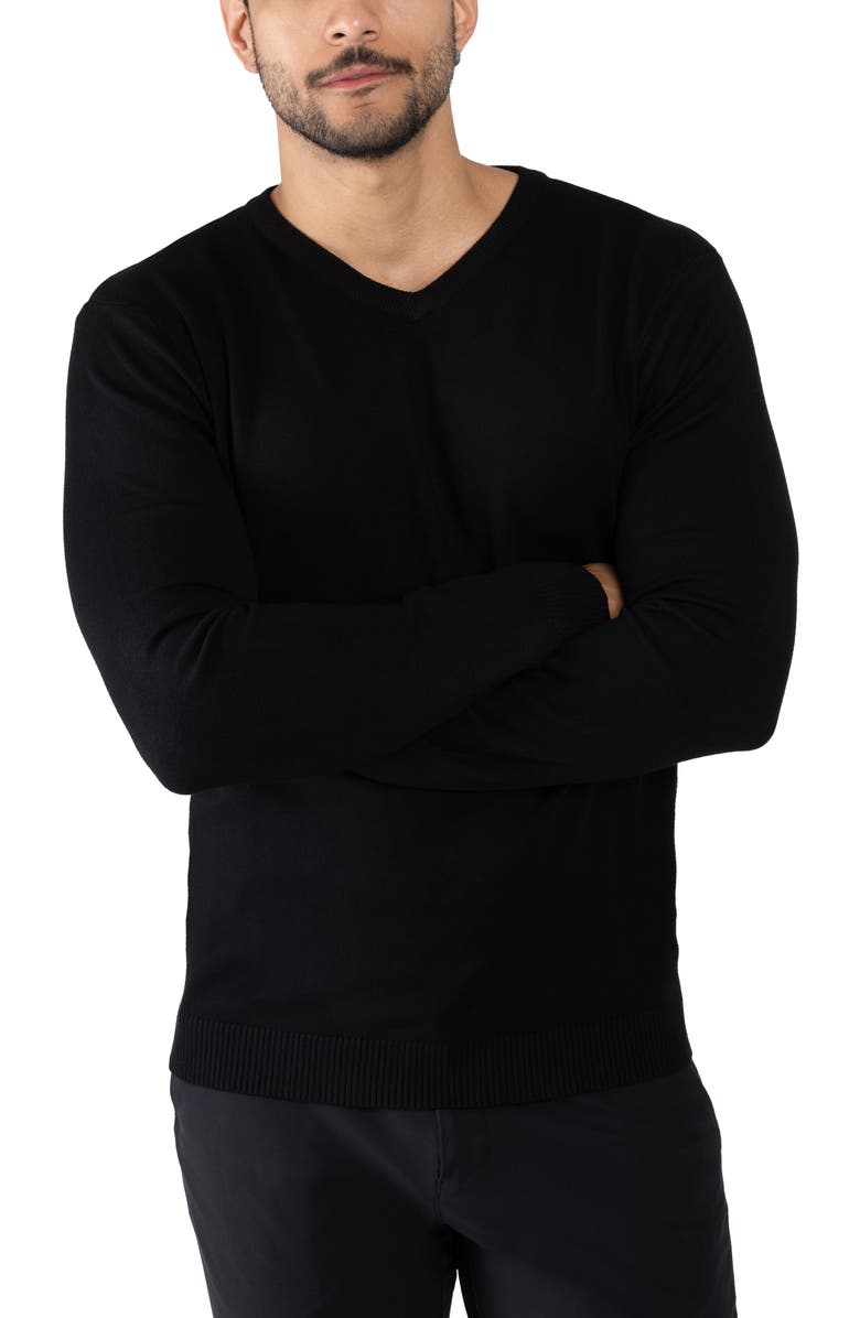 XRAY V-Neck Rib Knit Sweater, Alternate, color, Black