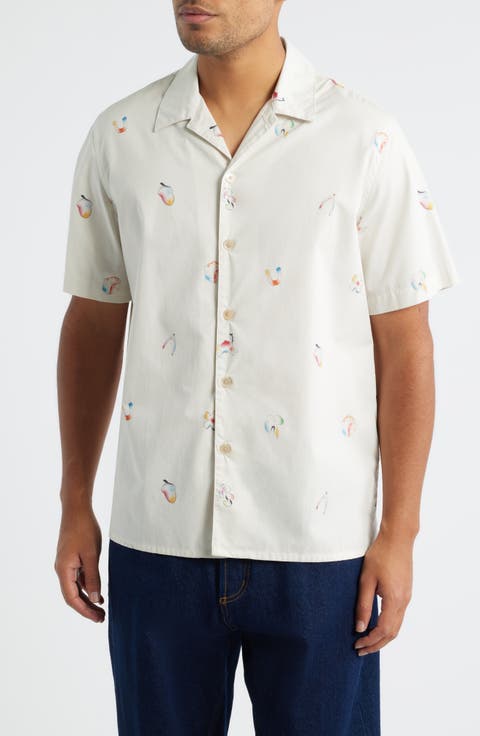 Casual Fit Print Cotton Camp Shirt
