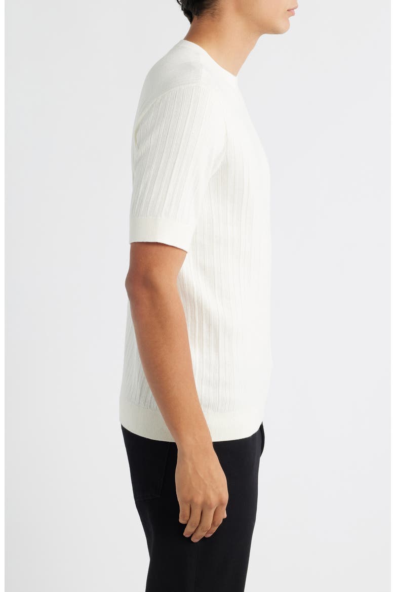 Short Sleeve Cotton & Cashmere Rib Sweater, Alternate, color, SOLID WHITE