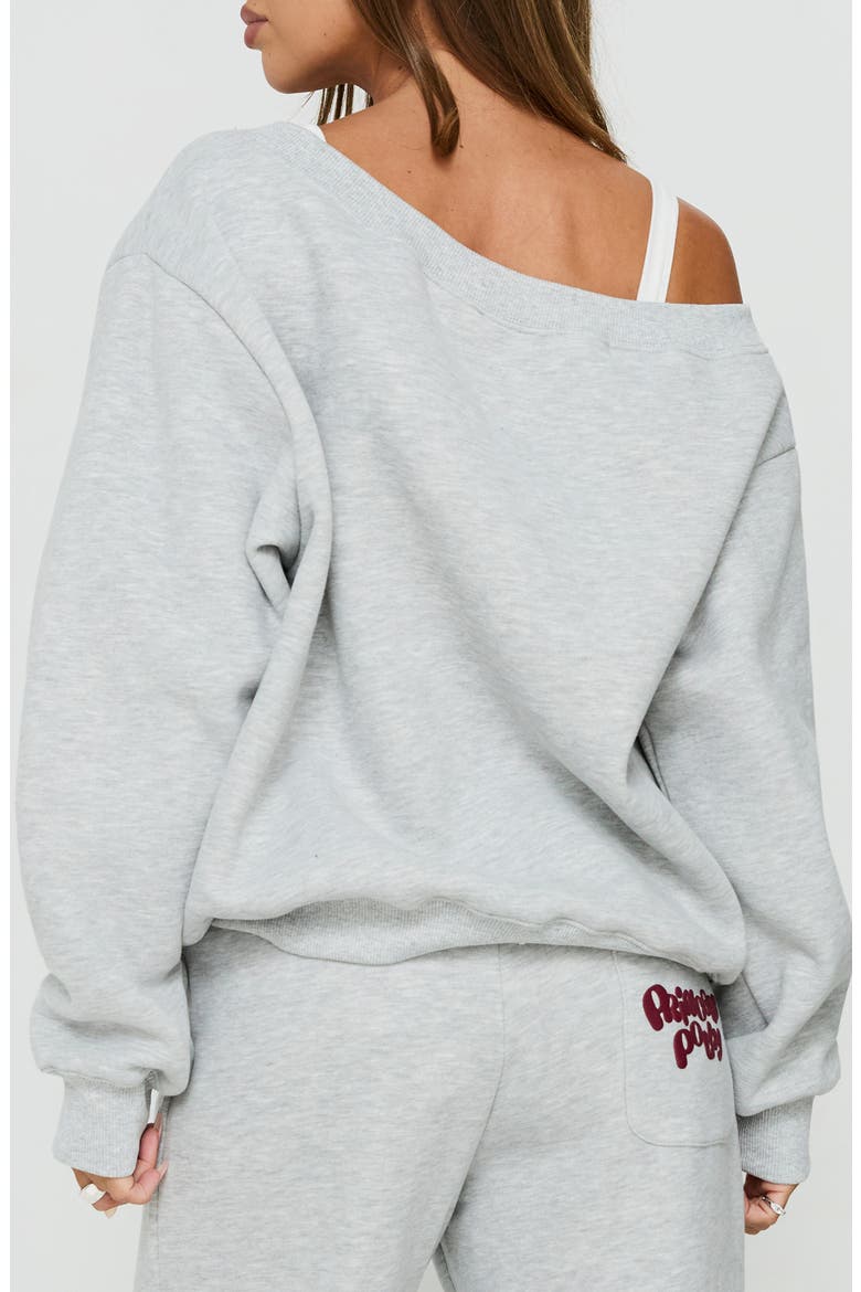 Aaleah Off Shoulder Graphic Sweatshirt, Alternate, color, GREY