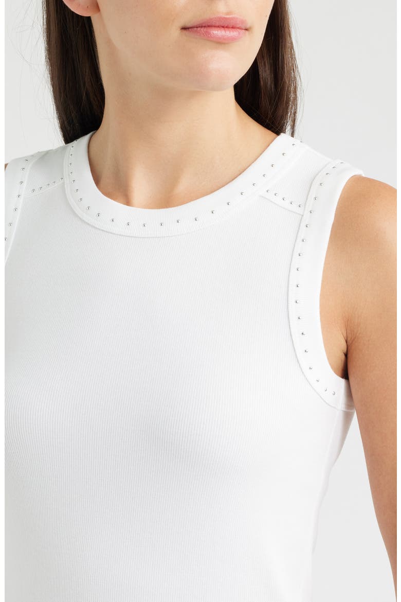 Perfect Studded Cotton Blend Rib Tank, Alternate, color, PAPER WHITE