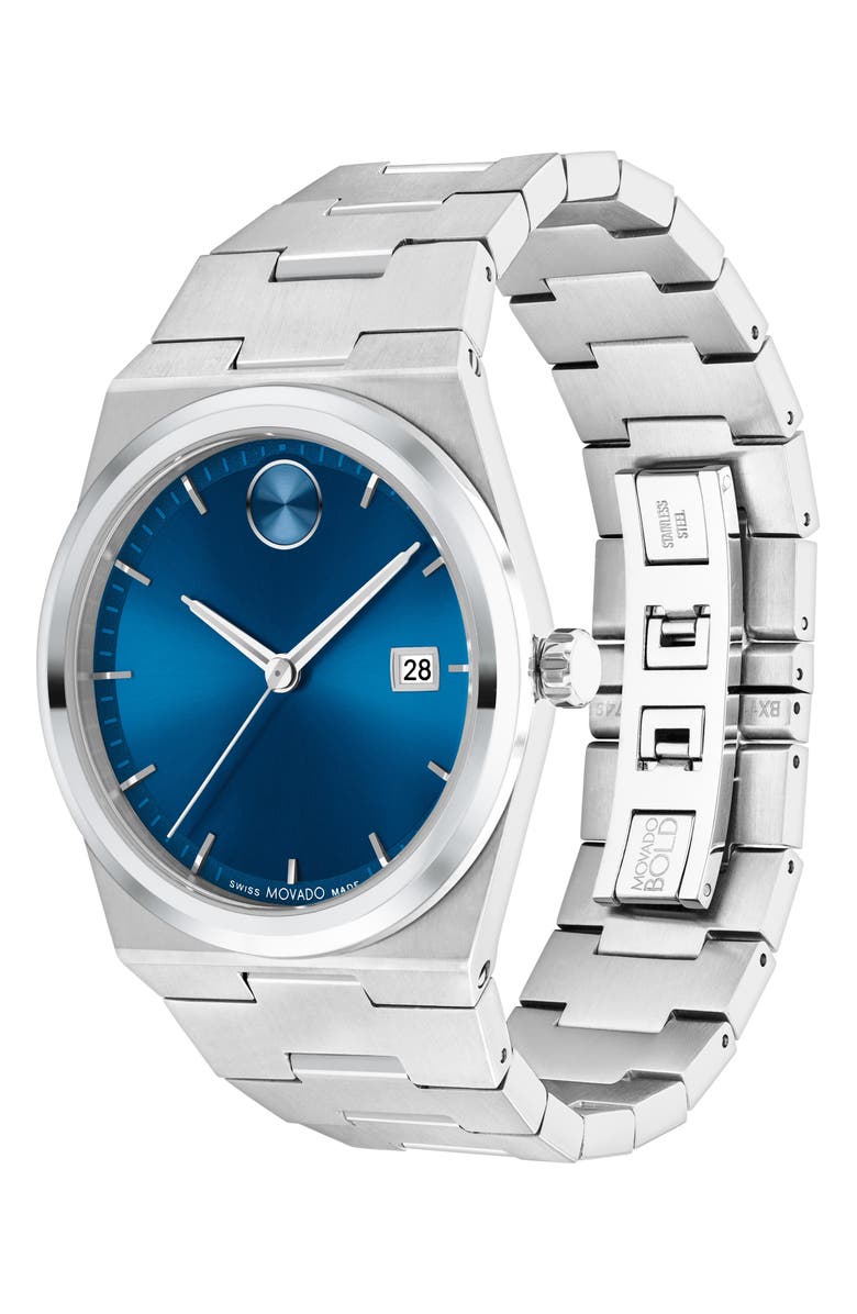 Movado Quest Bracelet Watch, 40mm, Alternate, color, Blue Dial