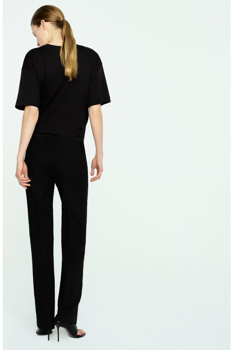 Pleated Straight Leg Pants, Alternate, color, BLACK