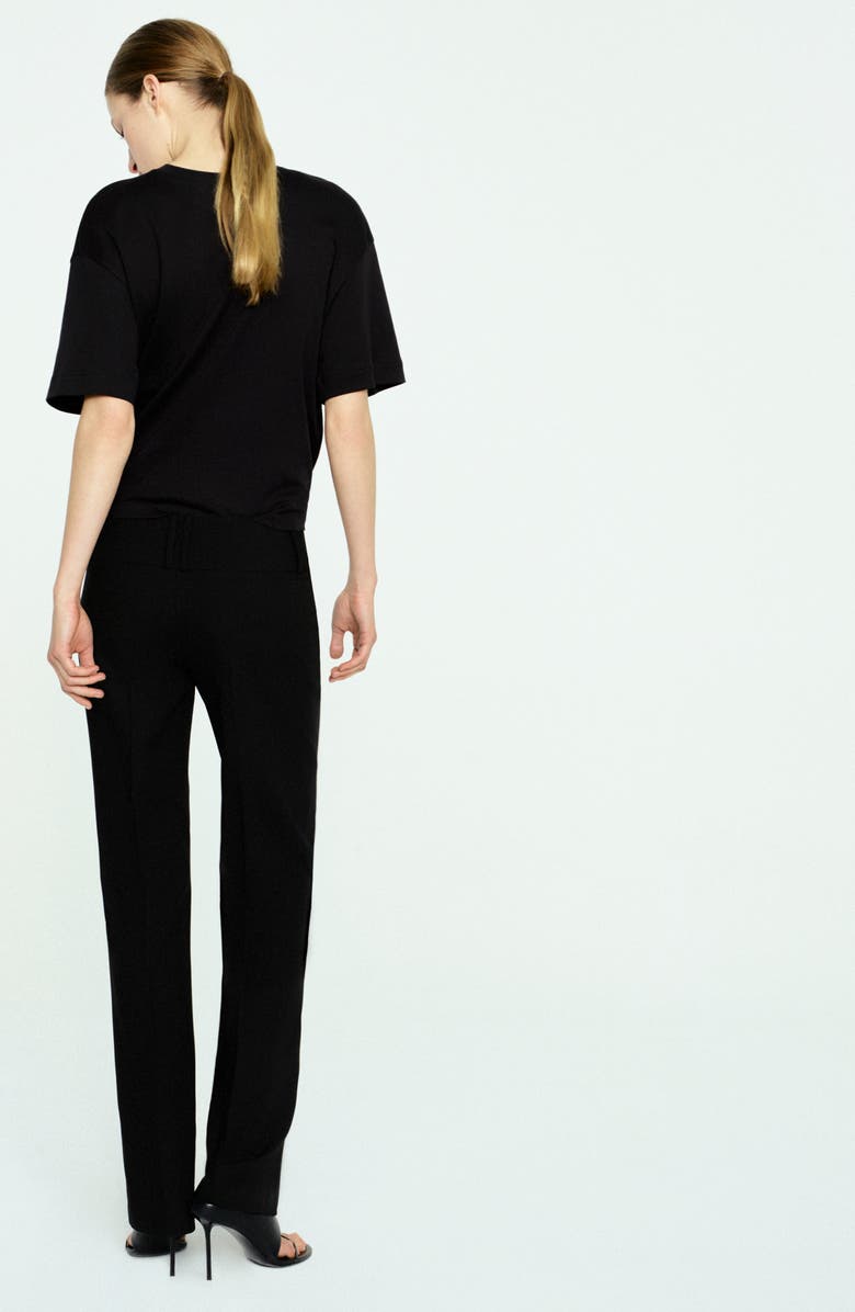 MANGO Pleated Straight Leg Pants, Alternate, color, Black