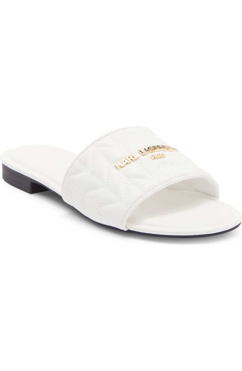 KARL LAGERFELD PARIS Cati Quilted Slide Sandal, Main, color, White