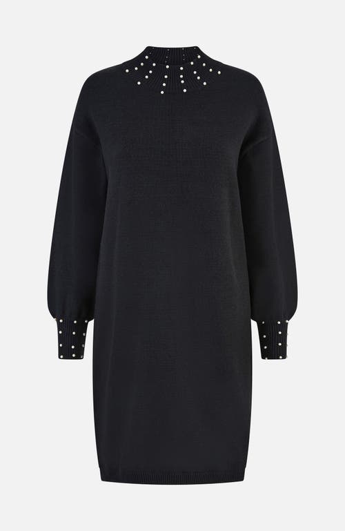 Yumi Bead Detail Knitted Sweater Dress In Black