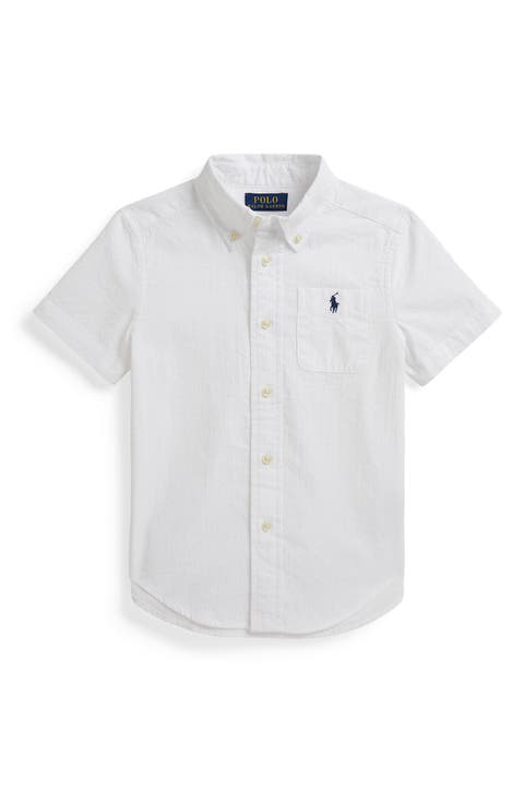 Kids' Short Sleeve Cotton Seersucker Button-Down Shirt (Toddler & Little Kid)