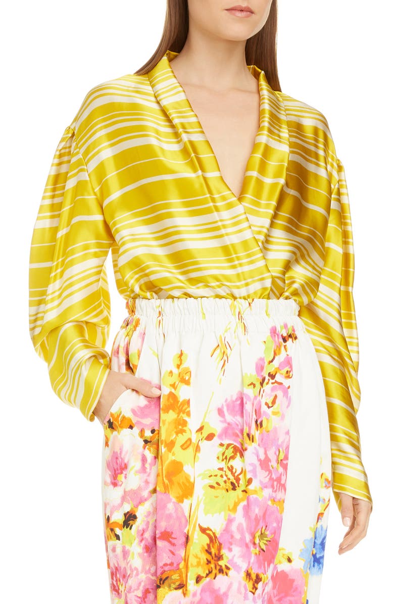 Dries Van Noten Coti Stripe Long Sleeve Satin Blouse, Main, color,