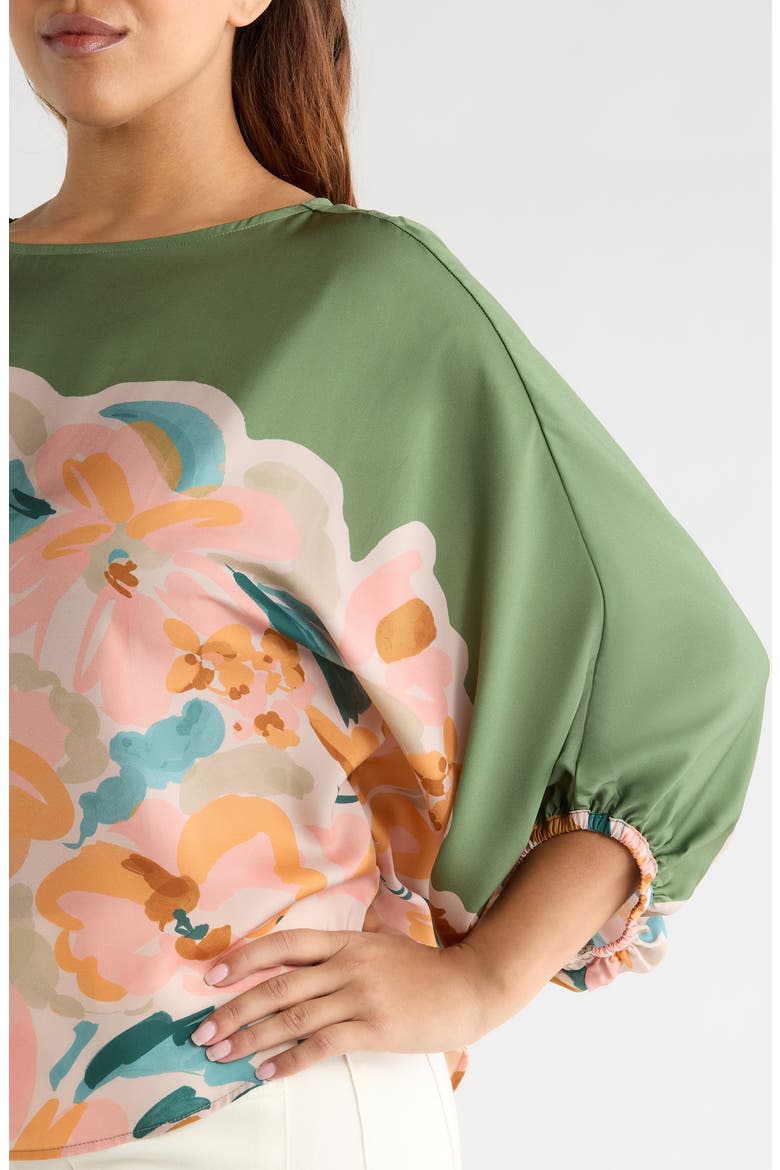 Abstract Floral Peasant Sleeve Top, Alternate, color, BASIL MULTI