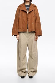 Bimba y Lola Leather Double-Breasted Fringed Leather Jacket