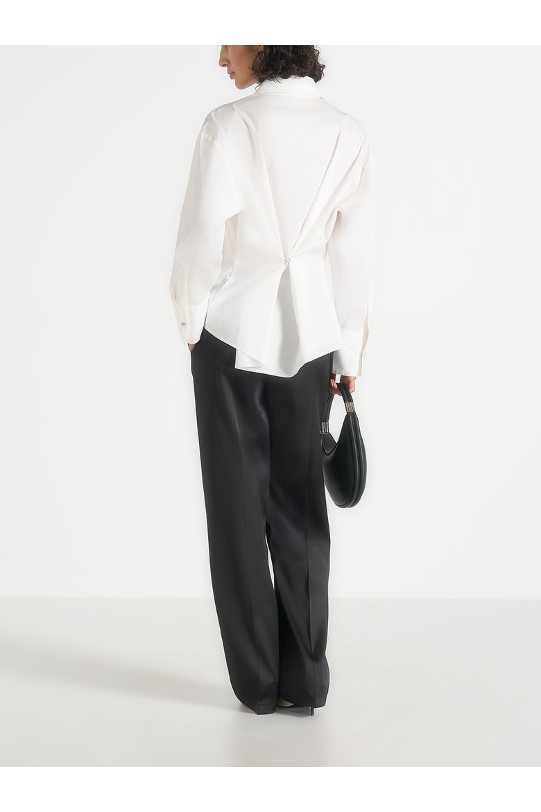 Hope Oversized Pleated Tuxedo Cotton Shirt, Alternate, color, White