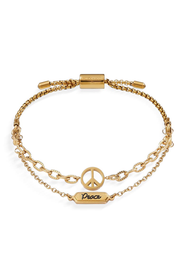 Peace Stranded Bracelet Set, Main, color, Gold
