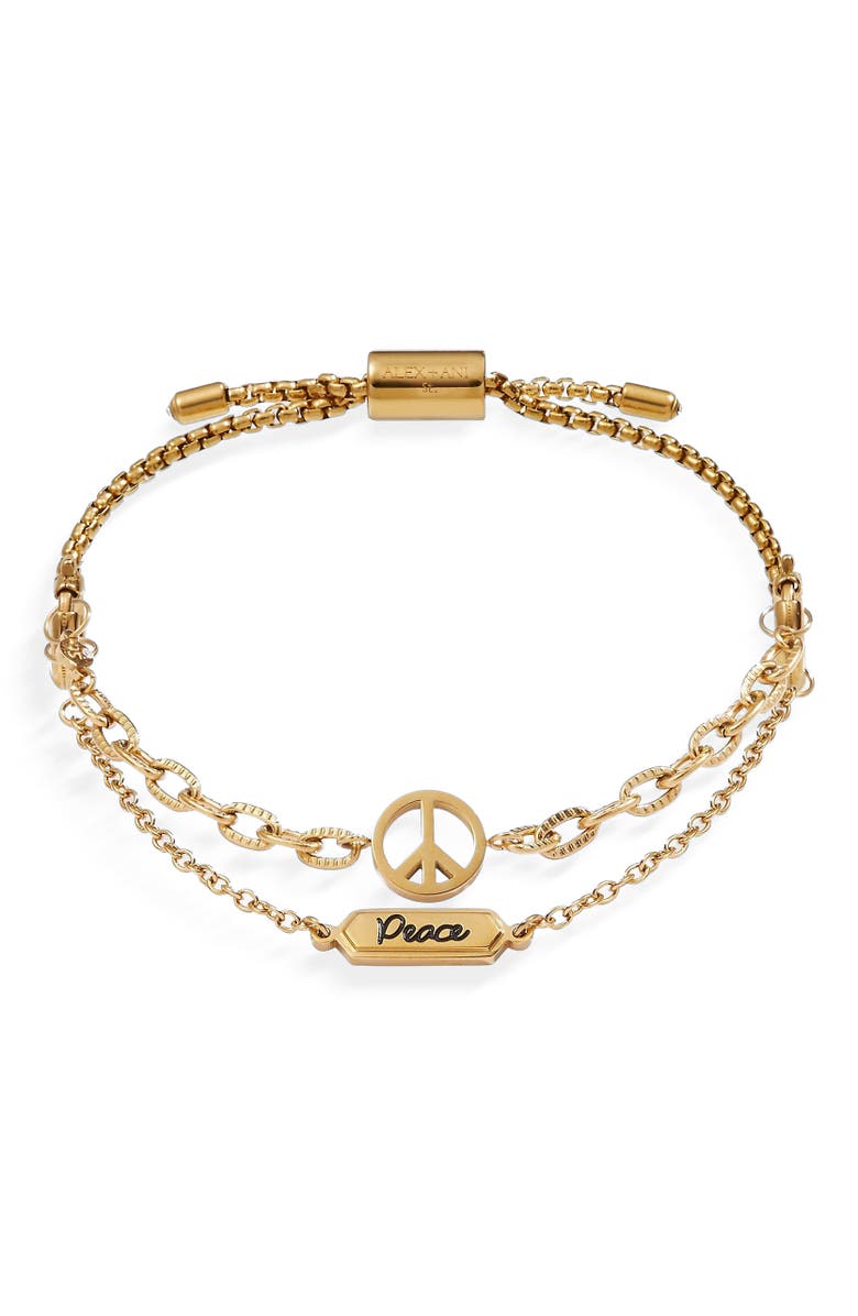 Alex and Ani Peace Stranded Bracelet Set, Main, color, Gold