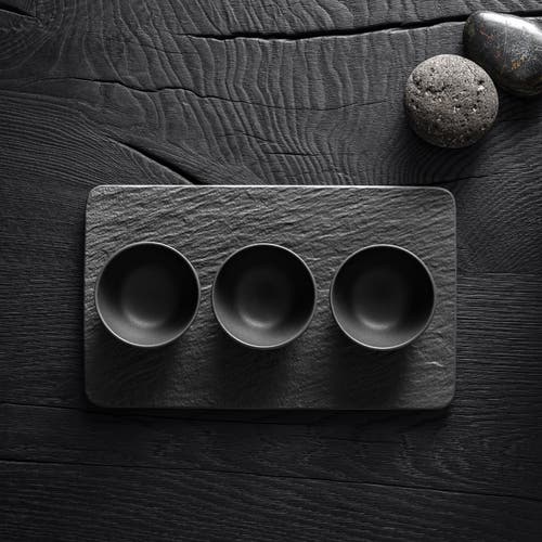Villeroy & Boch Manufacture Rock Dip Bowl & Tray In Black