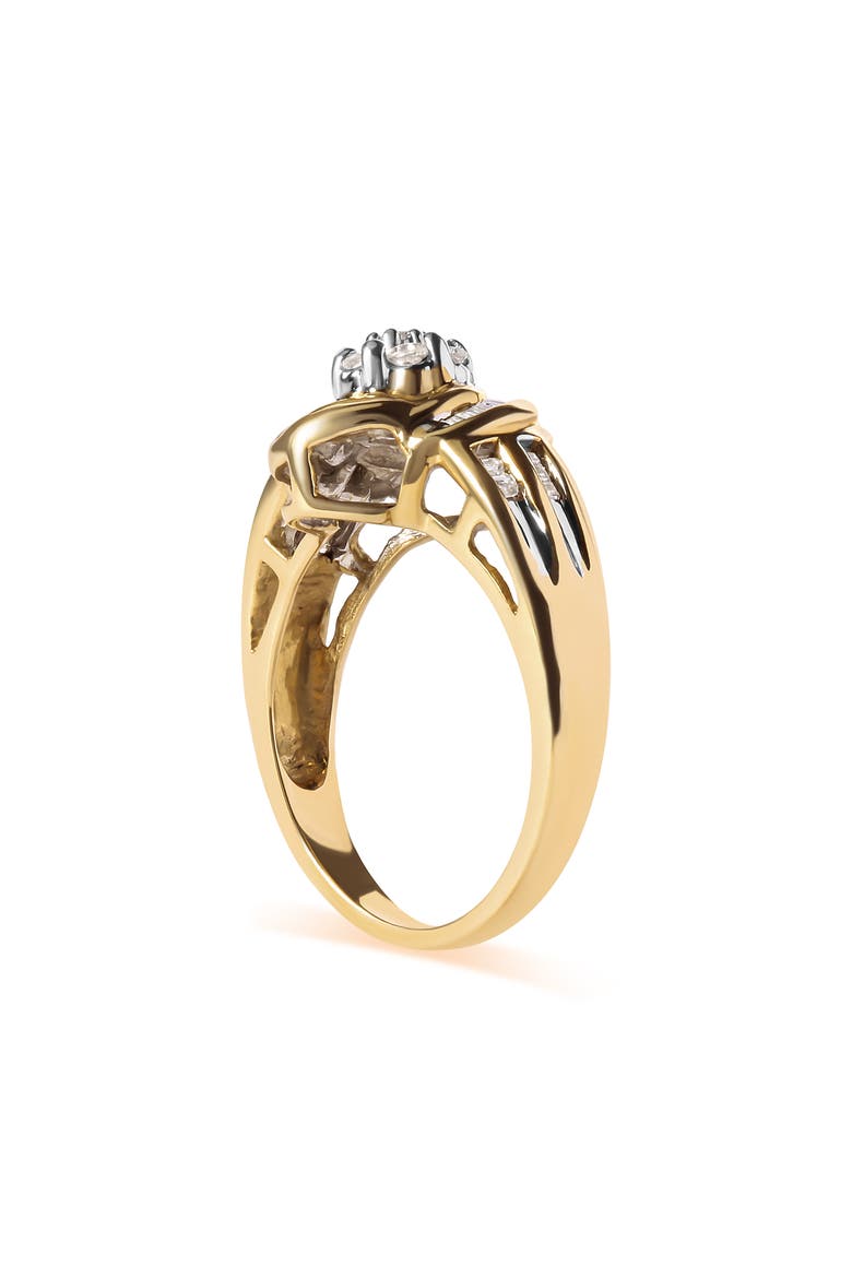 10K Yellow Gold 1/2 Cttw Diamond Flower Swirl Cocktail Ring, Alternate, color, Yellow