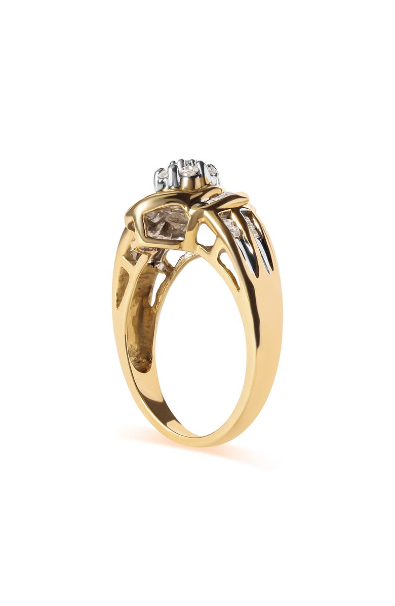Haus of Brilliance 10K Yellow Gold 1/2 Cttw Diamond Flower Swirl Cocktail Ring, Alternate, color, Yellow