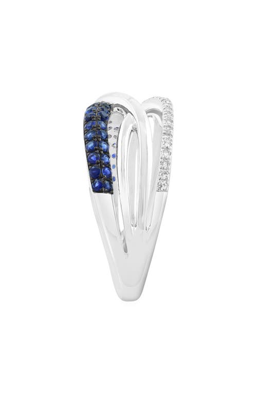 Effy Sterling Silver Blue Sapphire & Diamond Multi Band Ring In Blue