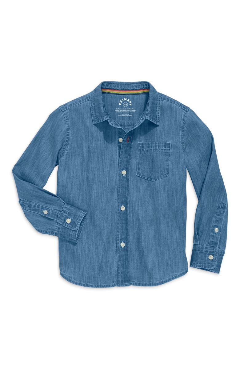 Primary Long Sleeve Chambray Button Down, Main, color,