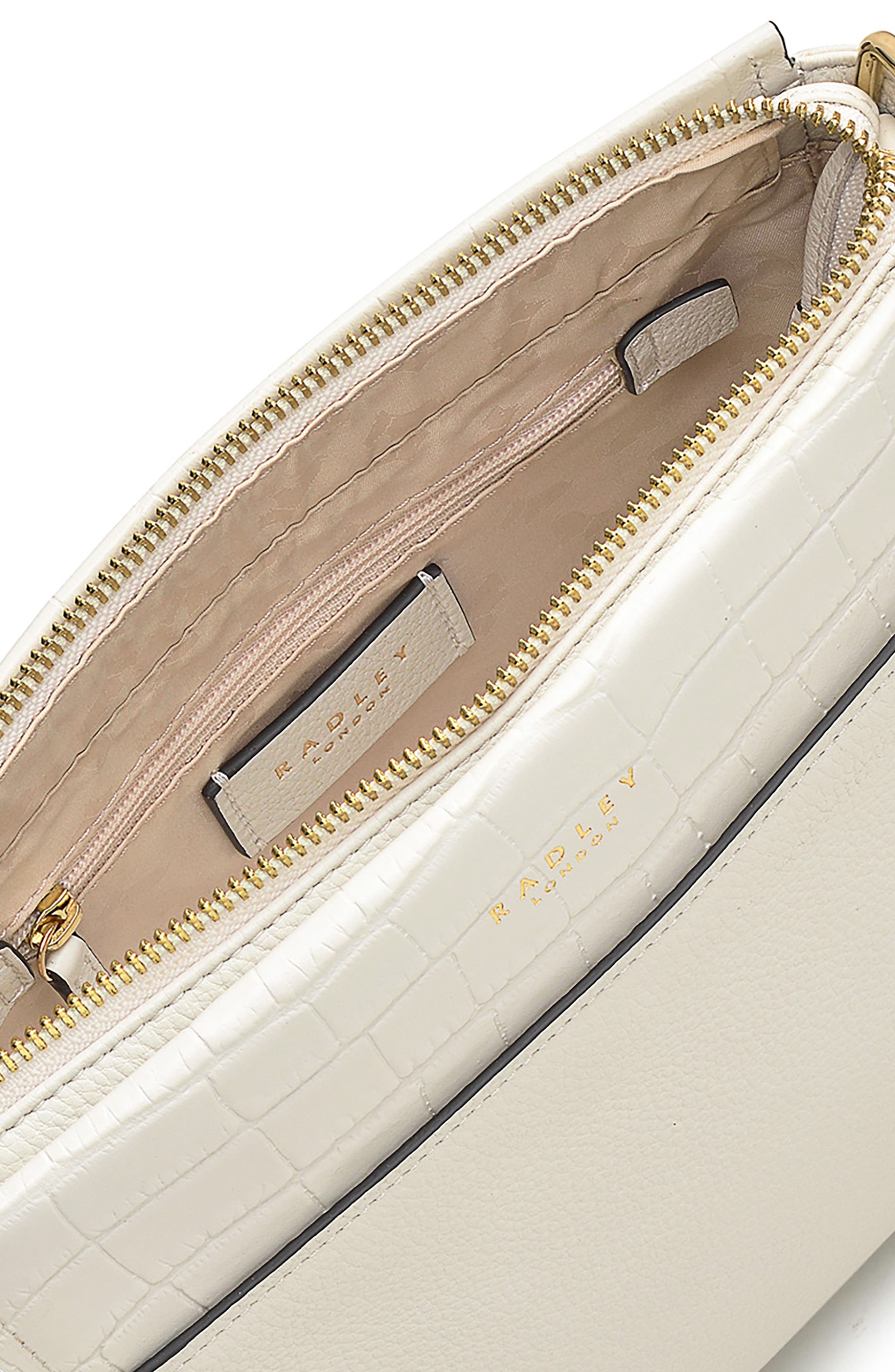Radley Downtown Croc Embossed Crossbody Bag, Alternate, color, Chalk