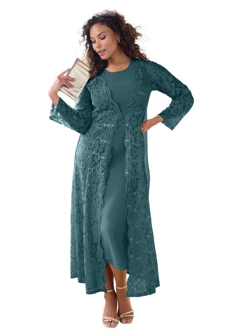 Lace Jacket Maxi Dress Set
