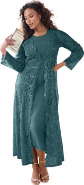 Roaman's Lace Jacket Maxi Dress Set